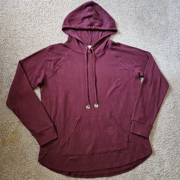 Michael Kors Hooded Knit Thermal in Merlot - Picture 3 of 6
